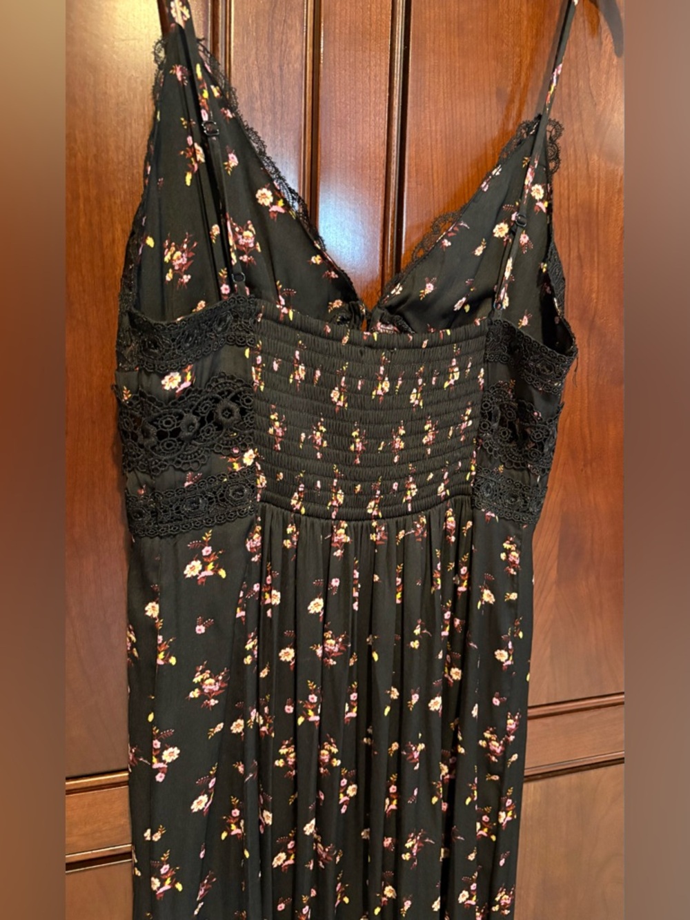 Free People Black Floral Lace Maxi Slip Dress - Picture 6 of 9